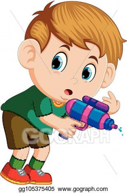 Vector Art - Boy playing with water gun. EPS clipart ...