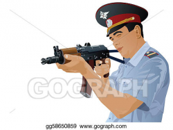 Vector Art - A police officer with a gun. EPS clipart ...