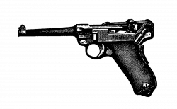 Digital Stamp Design: Vintage Luger Gun Pistol Digital Clip Art Download