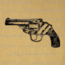 Antique revolver gun digital graphic printable pistol image ...