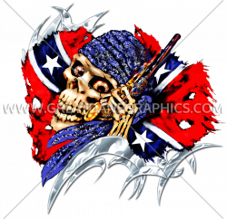 Confederate Skull Gun | Production Ready Artwork for T-Shirt Printing