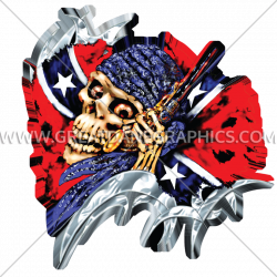 Confederate Skull Gun | Production Ready Artwork for T-Shirt Printing