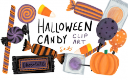 Halloween Candy Clip Art, hand drawn halloween candy, commercial use clip  art, halloween clip art, candy clip art, holiday clip art
