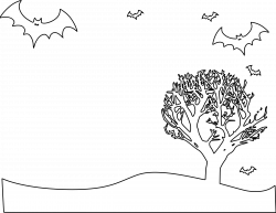 Clipart - Halloween Landscape Coloring Page