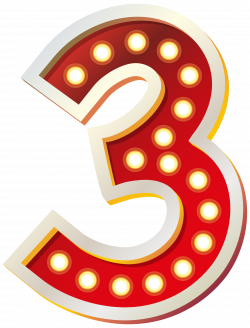 Red Number Three with Lights PNG Clip Art Image | Gallery ...