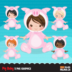 Baby pig clipart, halloween costume baby shower graphics ...