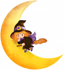 Halloween Witch on the Moon PNG Clipart | Gallery Yopriceville ...