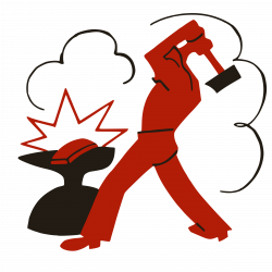 Clipart - Worker smashing capitalism with a hammer