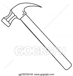 Vector Clipart - Line art black and white claw hammer ...