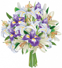 Purple Iris Flowers and Lilies Bouquet PNG Clipart Image ...