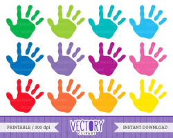 12 Handprint Clipart Set, Kids Handprint Images, Kids Hands ...