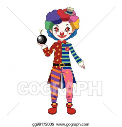 Vector Art - Evil clown holding a bomb in their hand. EPS ...