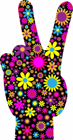 Clipart - Floral Peace Hand Sign