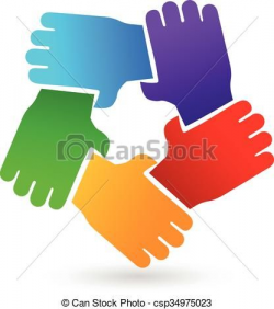 Vector - Teamwork hands people logo - stock illustration ...