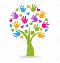 Stock Vector | tree | Hand print tree, Tree logos, Daycare logo