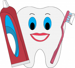 Clipart - Happy Tooth With Toothpaste And Brush