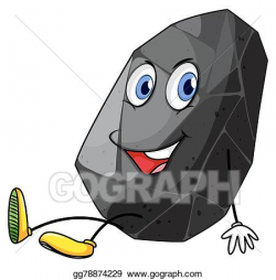 Vector Illustration - Gray rock with happy face. EPS Clipart ...