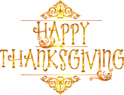 Clipart - Gold Happy Thanksgiving Typography Variation 2 No Background