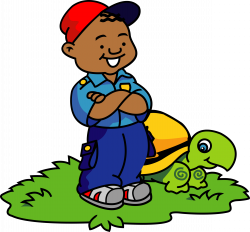 Clipart - African Kid and Turtle