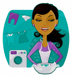 Laundry Washing machine Illustration - Mum is happy to wash clothes ...