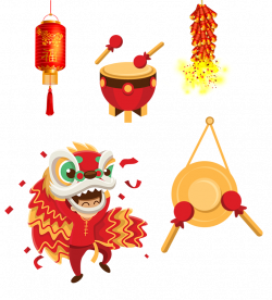 Lion dance Chinese New Year Clip art - Lantern percussion drums and ...