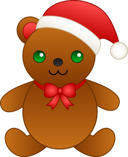 Christmas Teddy Bear With Santa Hat - Free Clip Art