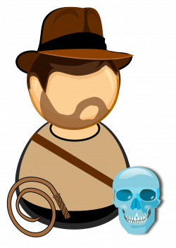 Clipart - Adventurer in a hat, with a whip and glass skull