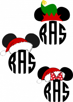 Mickey Santa Hat Monogram SVG | Santa hat, Christmas tag and Monograms