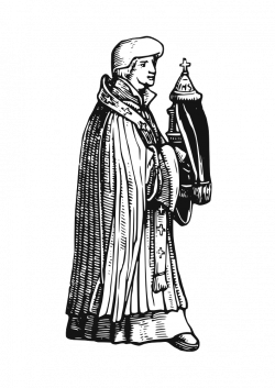 OnlineLabels Clip Art - Medieval Priest With Sacrament