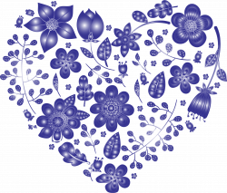 Clipart - Violet Floral Heart No Background