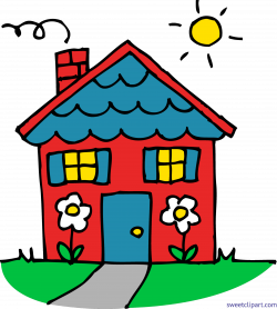 Cute Red And Blue House Clip Art - Sweet Clip Art