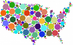 Clipart - Prismatic United States Map Circles