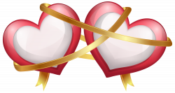 Two Hearts with Ribbon Transparent PNG Clip Art Image | Gallery ...
