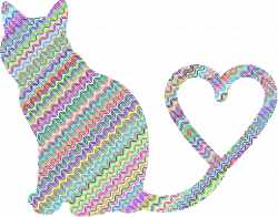 Clipart - Cat 2 Silhouette Heart Tail Waves