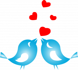 Clipart - Colored Love Birds With Hearts