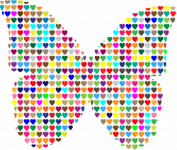Clipart - Colorful Hearts Butterfly