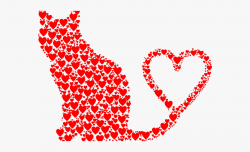Heart Pictures Clipart Silhouette - Cat With Hearts Png ...