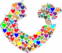 Clipart - Colorful Couple Silhouette Hearts