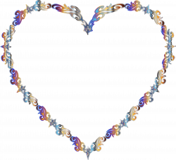 Clipart - Colorful Fancy Decorative Line Art Heart 2