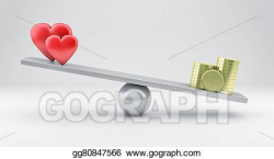 Clipart - Scales with hearts and money. Stock Illustration ...