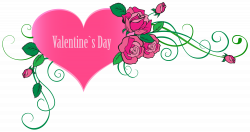 Happy Valentine's Day Heart with Roses Transparent PNG Clip Art ...