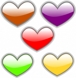 Hearts-multi-colored-glossy Clip Art at Clker.com - vector clip art ...