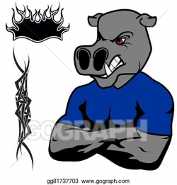 Vector Illustration - Angry hippo muscle cartoon set. EPS ...