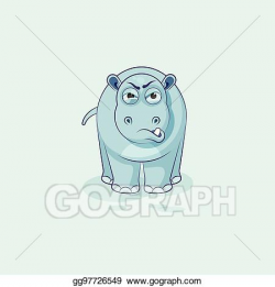 EPS Illustration - Hippopotamus sticker emoticon with angry ...