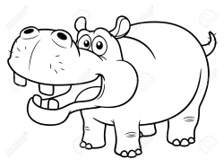 Hippo clipart black and white 2 » Clipart Station