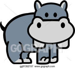 Vector Art - Cute cartoon hippo. Clipart Drawing gg91352157 ...