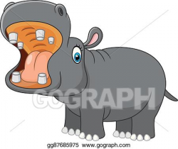Vector Clipart - Cartoon hippo roaring. Vector Illustration ...