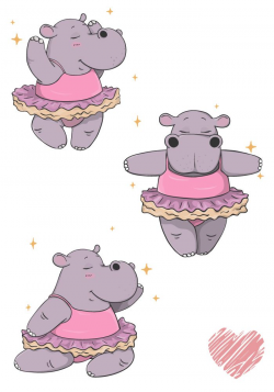 Character design: hippo dancing ballet | Hippopotamus in ...