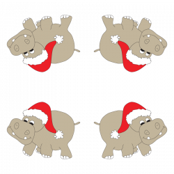 Christmas Hippo fabric - coveredbydesign - Spoonflower