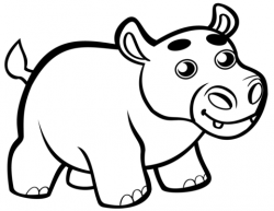 Cute Baby Hippo coloring page | Free Printable Coloring Pages